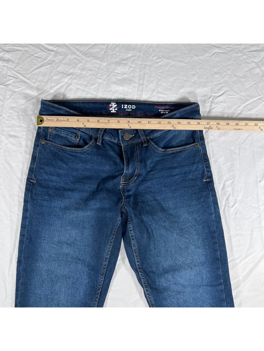 IZOD Saltwater Comfort Stretch Straight Fit Jeans 30x29 Blue Denim Men's